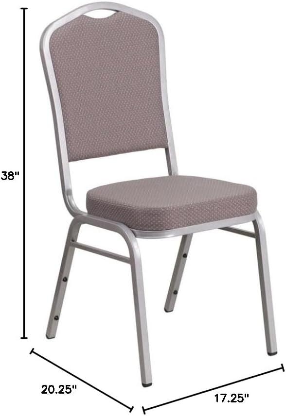 imageFlash Furniture 4 Pack HERCULES Series Crown Back Stacking Banquet Chair in Black Fabric Silver FrameGray Dot FabricSilver Frame