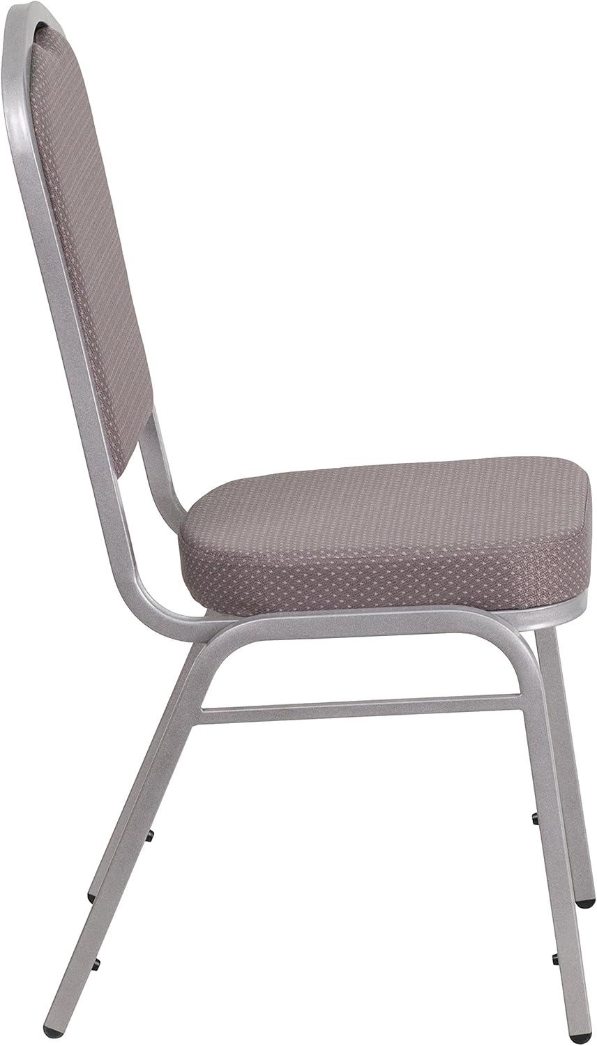 imageFlash Furniture 4 Pack HERCULES Series Crown Back Stacking Banquet Chair in Black Fabric Silver FrameGray Dot FabricSilver Frame