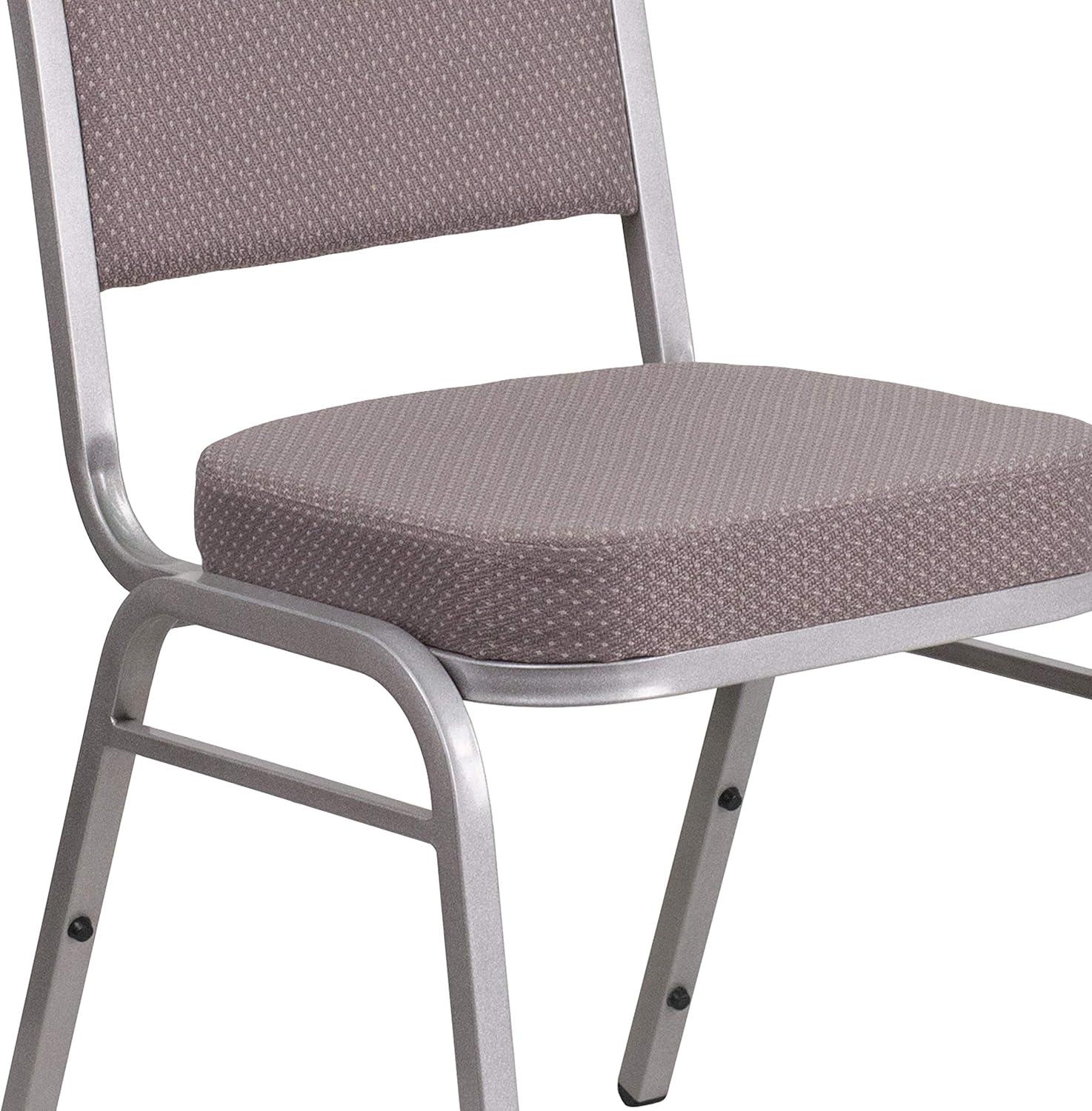 imageFlash Furniture 4 Pack HERCULES Series Crown Back Stacking Banquet Chair in Black Fabric Silver FrameGray Dot FabricSilver Frame
