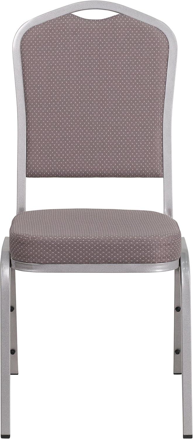 imageFlash Furniture 4 Pack HERCULES Series Crown Back Stacking Banquet Chair in Black Fabric Silver FrameGray Dot FabricSilver Frame