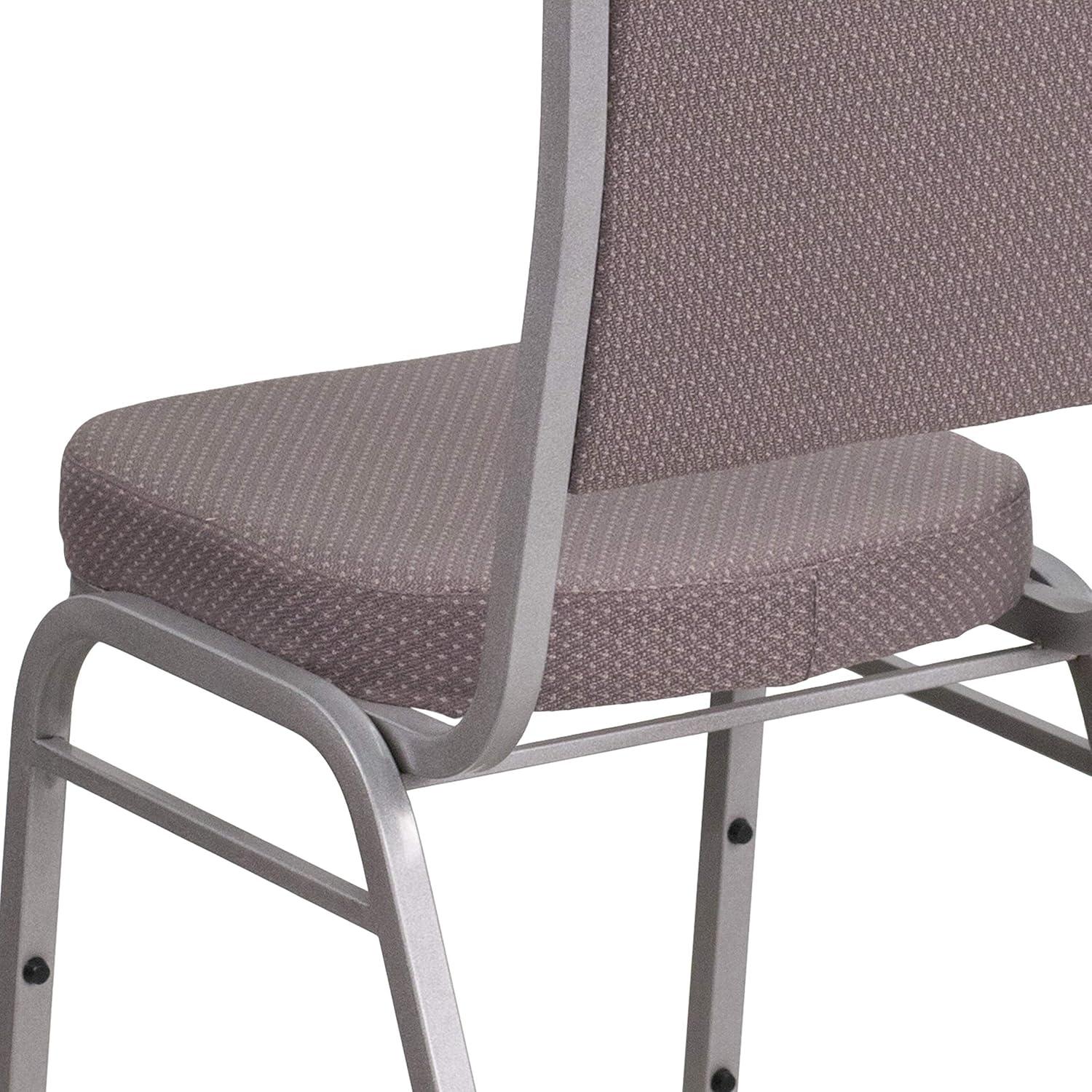 imageFlash Furniture 4 Pack HERCULES Series Crown Back Stacking Banquet Chair in Black Fabric Silver FrameGray Dot FabricSilver Frame