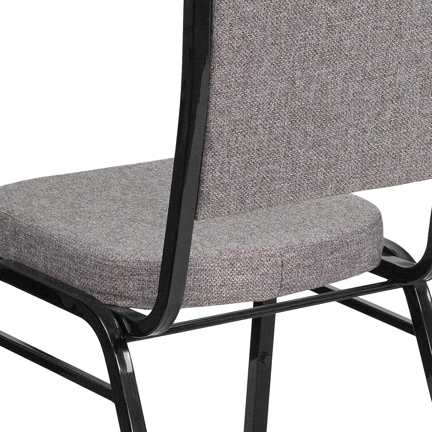 imageFlash Furniture 4 Pack HERCULES Series Crown Back Stacking Banquet Chair in Black Fabric Silver FrameGray FabricBlack Frame