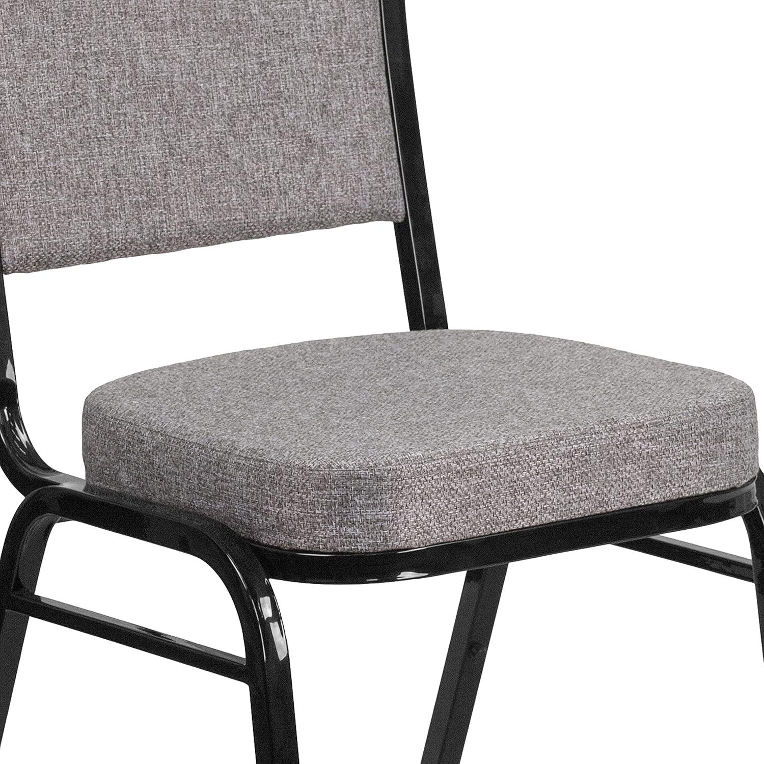 imageFlash Furniture 4 Pack HERCULES Series Crown Back Stacking Banquet Chair in Black Fabric Silver FrameGray FabricBlack Frame