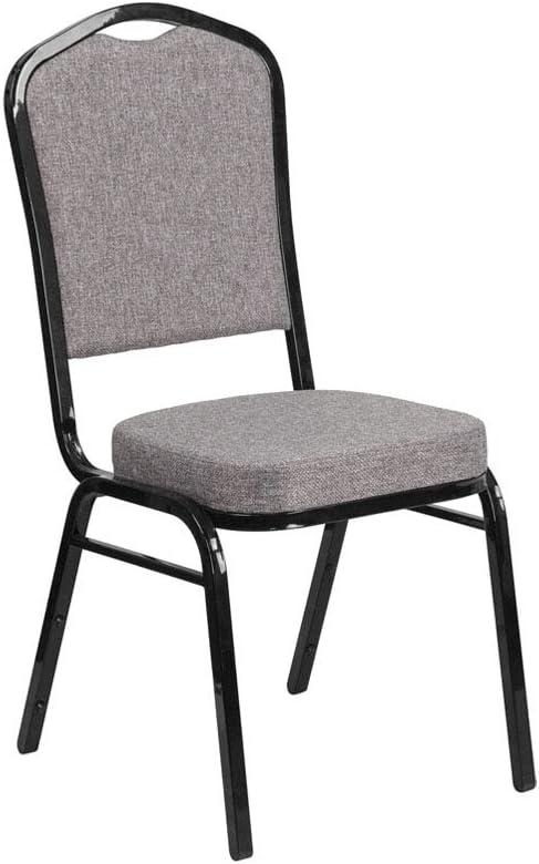imageFlash Furniture 4 Pack HERCULES Series Crown Back Stacking Banquet Chair in Black Fabric Silver FrameGray FabricBlack Frame