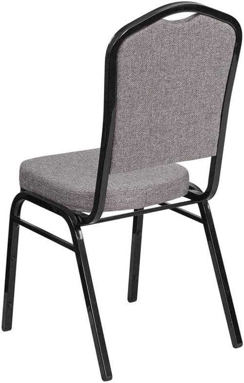 imageFlash Furniture 4 Pack HERCULES Series Crown Back Stacking Banquet Chair in Black Fabric Silver FrameGray FabricBlack Frame