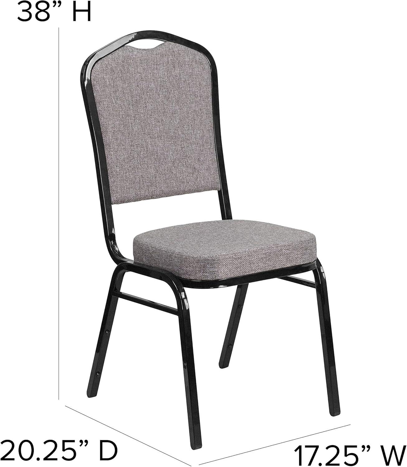 imageFlash Furniture 4 Pack HERCULES Series Crown Back Stacking Banquet Chair in Black Fabric Silver FrameGray FabricBlack Frame