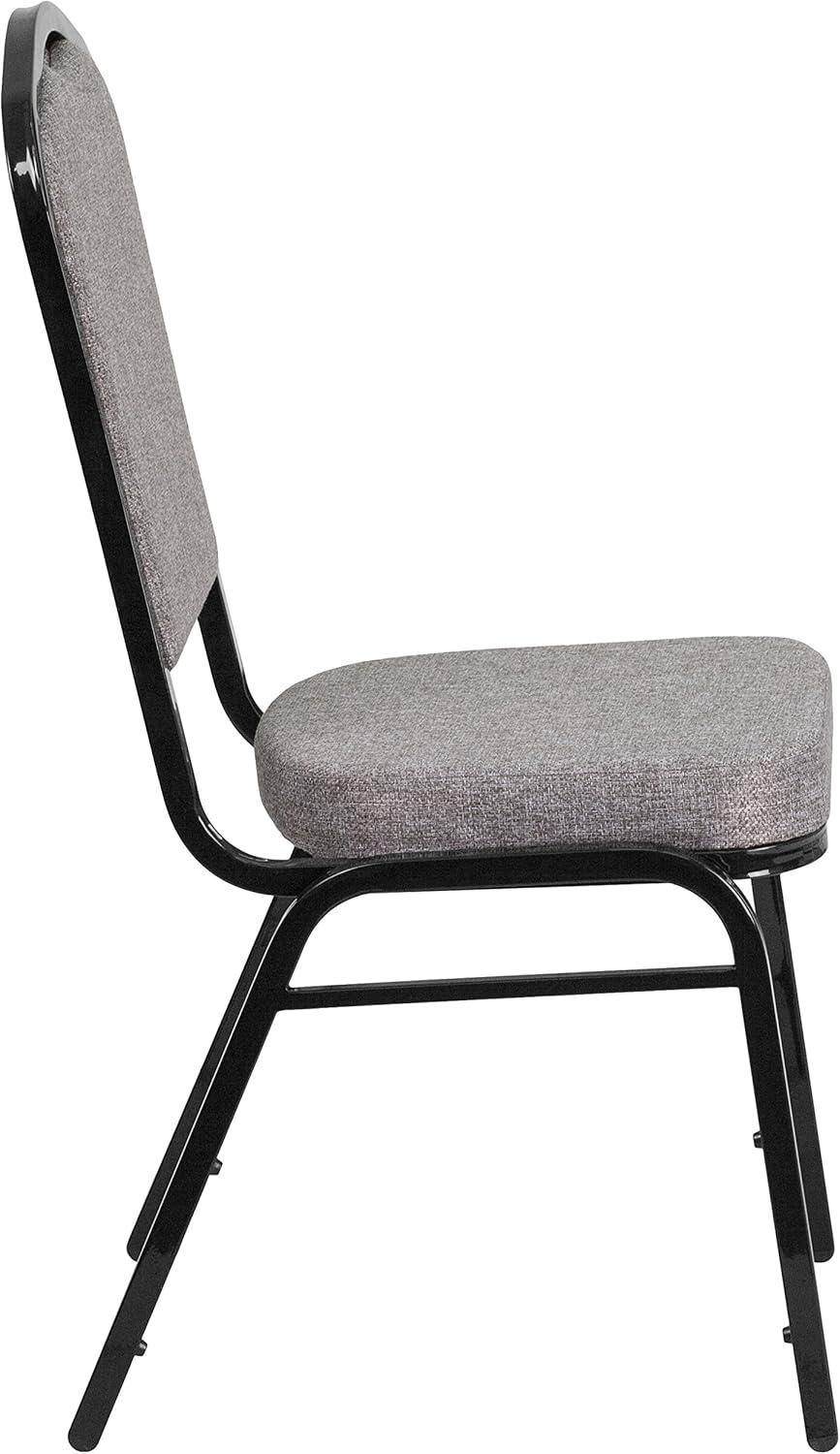 imageFlash Furniture 4 Pack HERCULES Series Crown Back Stacking Banquet Chair in Black Fabric Silver FrameGray FabricBlack Frame