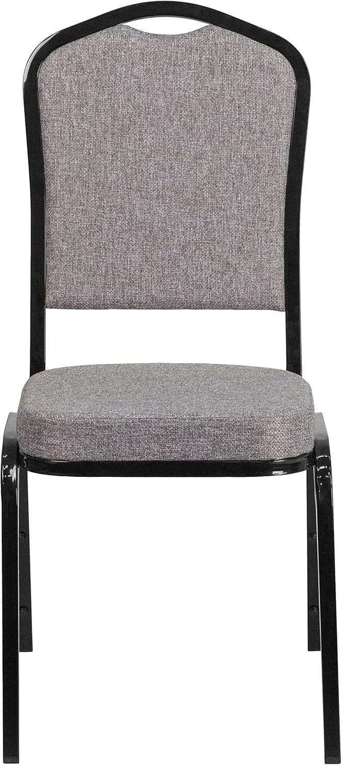 imageFlash Furniture 4 Pack HERCULES Series Crown Back Stacking Banquet Chair in Black Fabric Silver FrameGray FabricBlack Frame