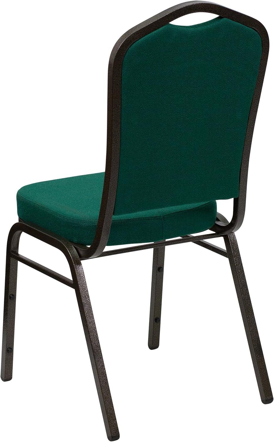imageFlash Furniture 4 Pack HERCULES Series Crown Back Stacking Banquet Chair in Black Fabric Silver FrameGreen FabricGold Vein Frame