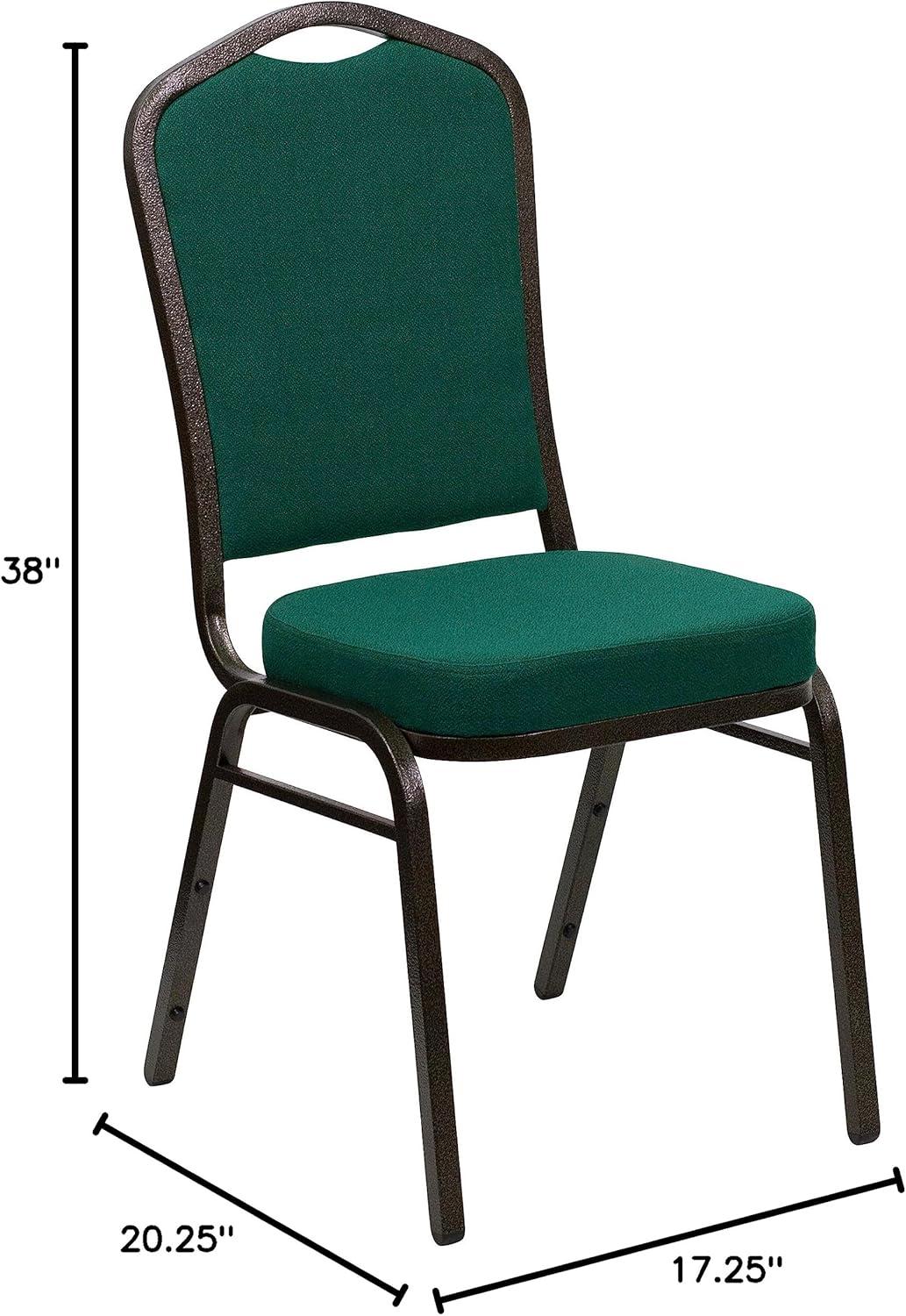 imageFlash Furniture 4 Pack HERCULES Series Crown Back Stacking Banquet Chair in Black Fabric Silver FrameGreen FabricGold Vein Frame