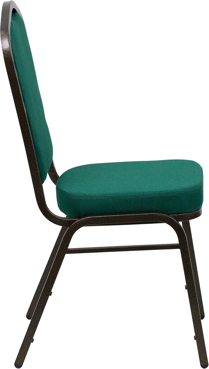 imageFlash Furniture 4 Pack HERCULES Series Crown Back Stacking Banquet Chair in Black Fabric Silver FrameGreen FabricGold Vein Frame