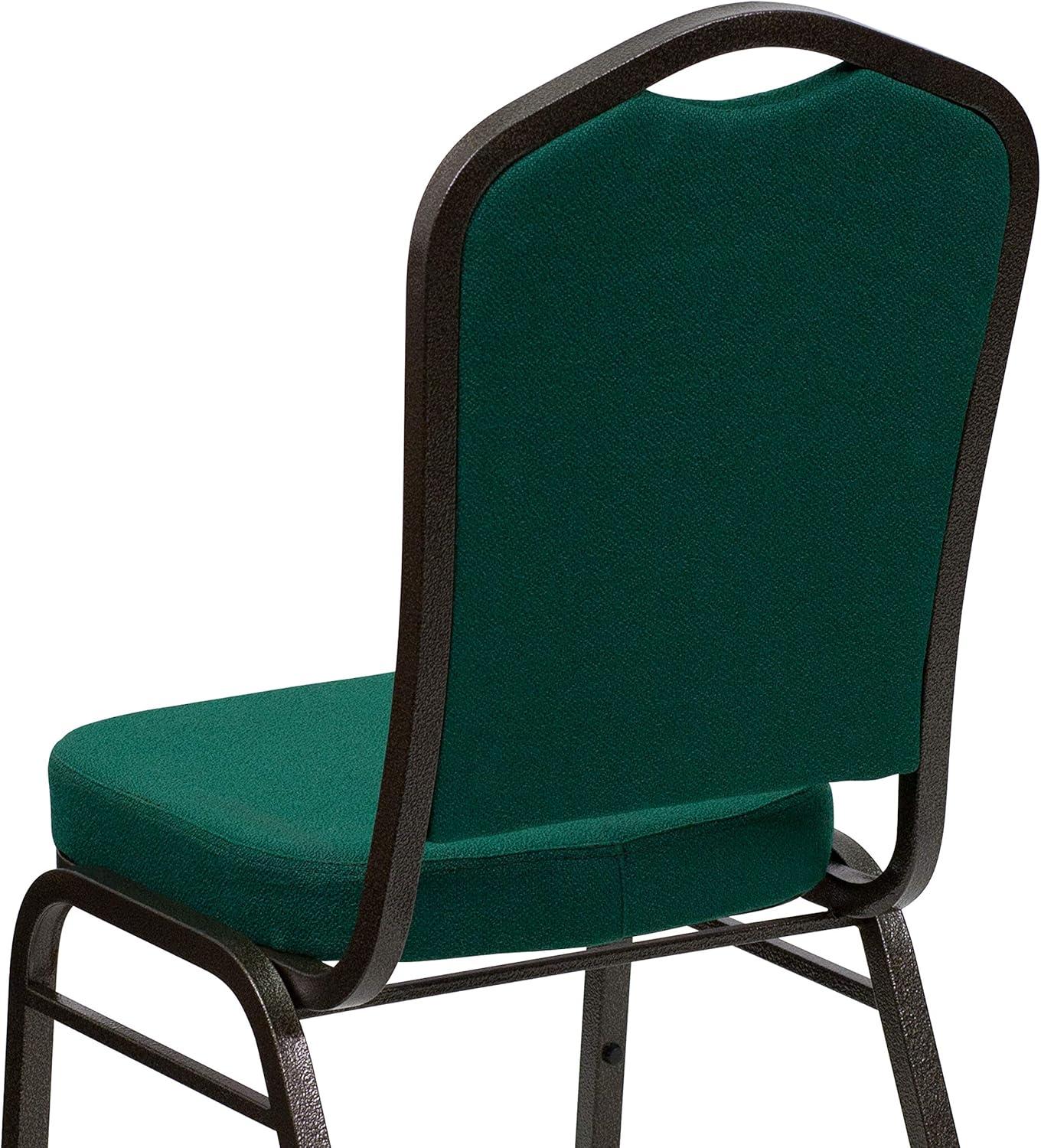 imageFlash Furniture 4 Pack HERCULES Series Crown Back Stacking Banquet Chair in Black Fabric Silver FrameGreen FabricGold Vein Frame