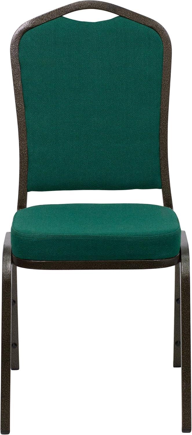 imageFlash Furniture 4 Pack HERCULES Series Crown Back Stacking Banquet Chair in Black Fabric Silver FrameGreen FabricGold Vein Frame