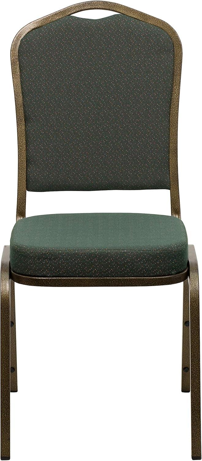 imageFlash Furniture 4 Pack HERCULES Series Crown Back Stacking Banquet Chair in Black Fabric Silver FrameGreen Patterned FabricGold Vein Frame