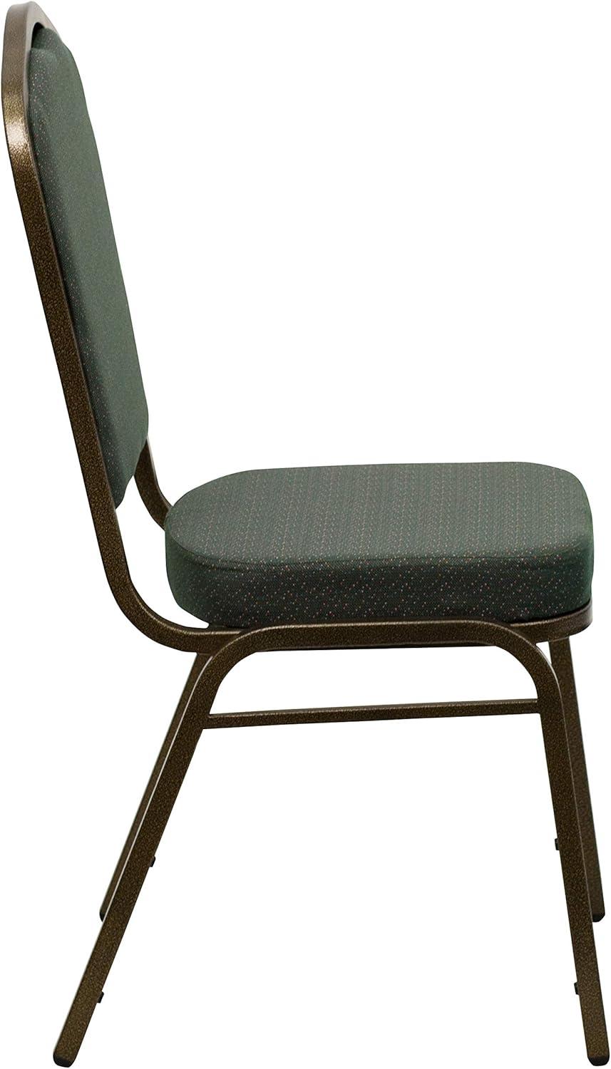 imageFlash Furniture 4 Pack HERCULES Series Crown Back Stacking Banquet Chair in Black Fabric Silver FrameGreen Patterned FabricGold Vein Frame