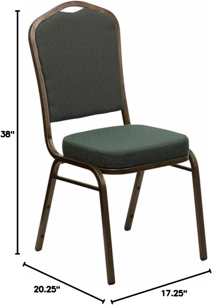 imageFlash Furniture 4 Pack HERCULES Series Crown Back Stacking Banquet Chair in Black Fabric Silver FrameGreen Patterned FabricGold Vein Frame