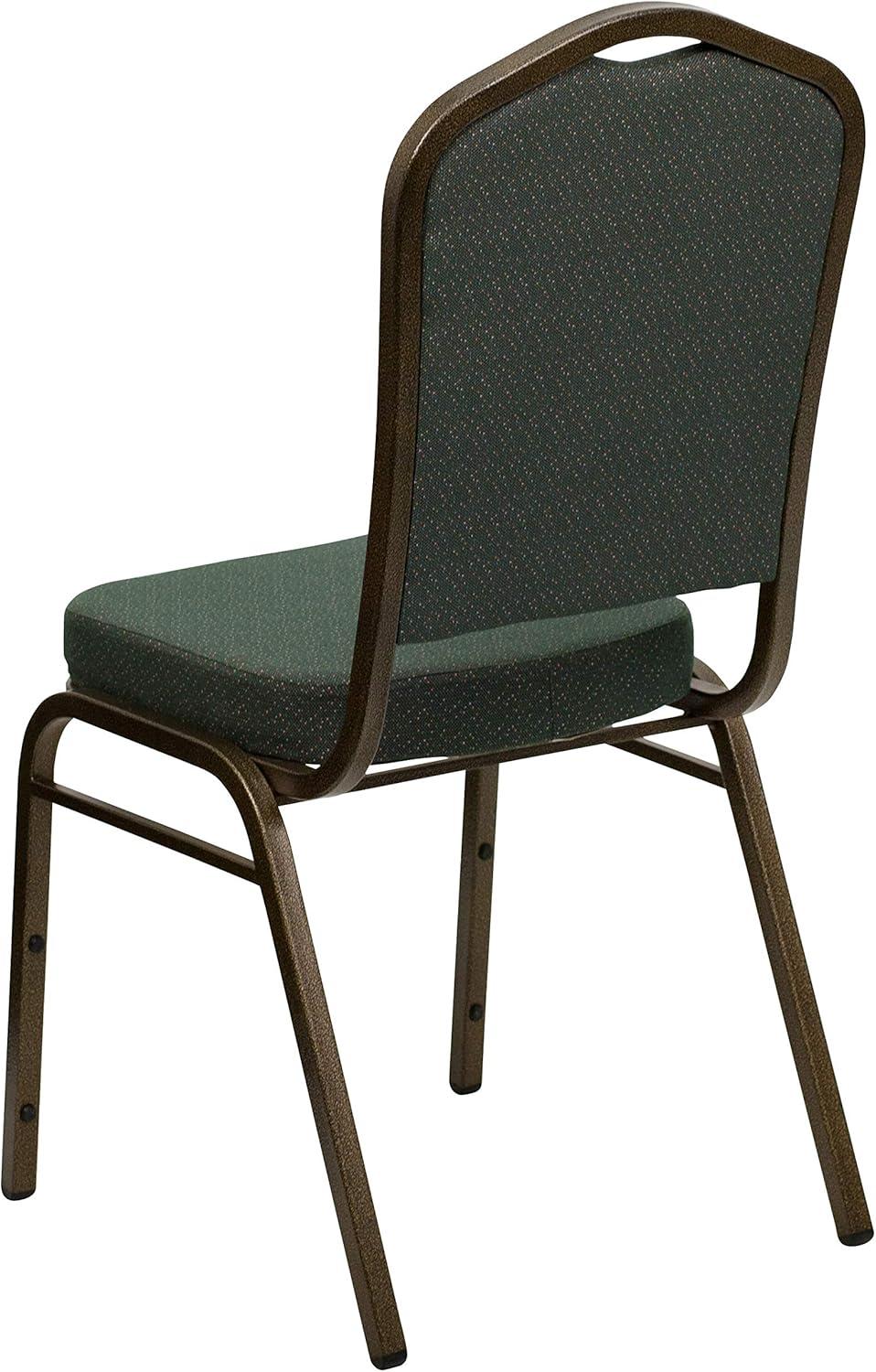 imageFlash Furniture 4 Pack HERCULES Series Crown Back Stacking Banquet Chair in Black Fabric Silver FrameGreen Patterned FabricGold Vein Frame