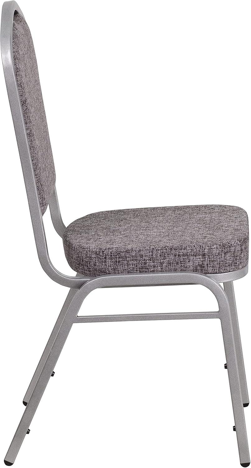 imageFlash Furniture 4 Pack HERCULES Series Crown Back Stacking Banquet Chair in Black Fabric Silver FrameHerringbone FabricSilver Frame