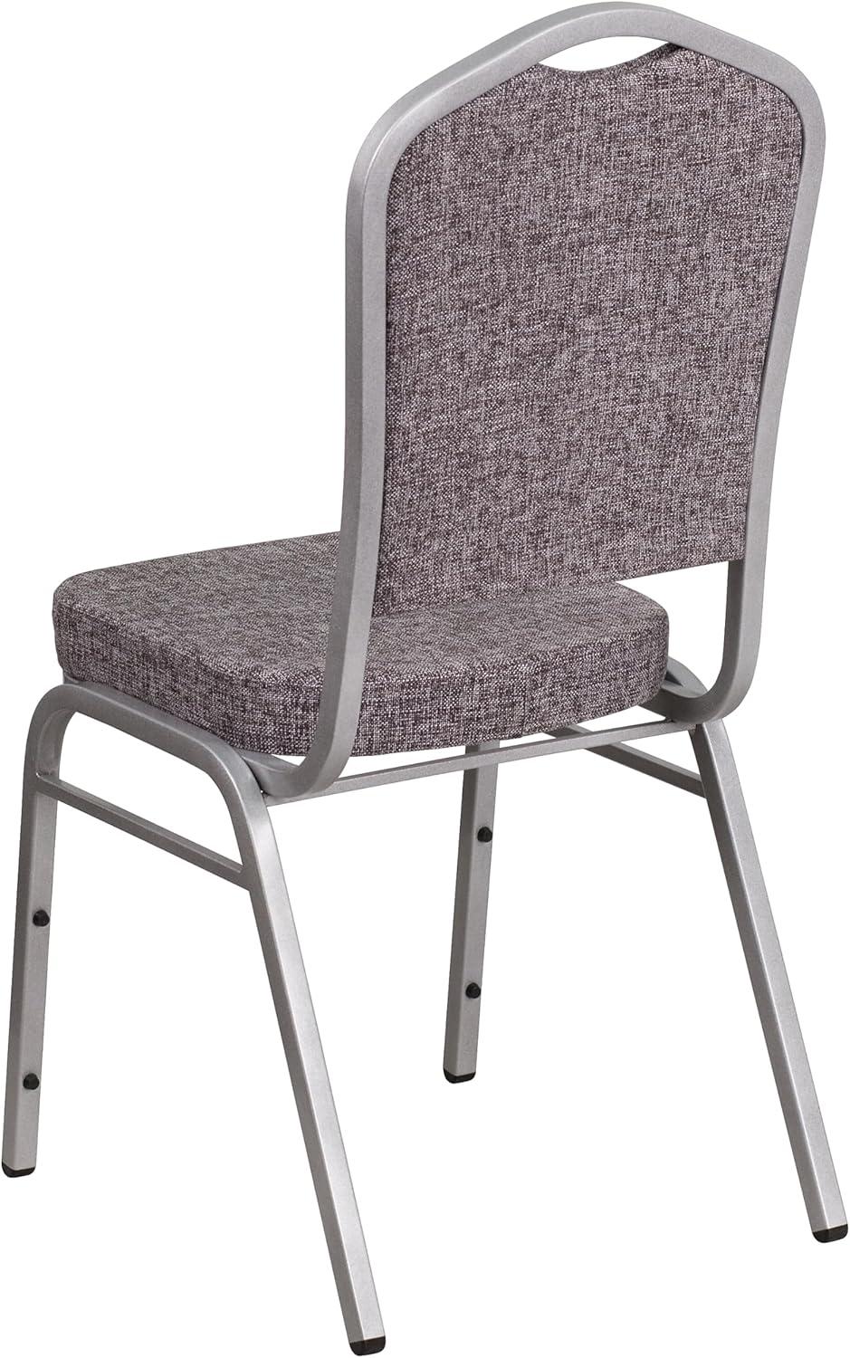 imageFlash Furniture 4 Pack HERCULES Series Crown Back Stacking Banquet Chair in Black Fabric Silver FrameHerringbone FabricSilver Frame