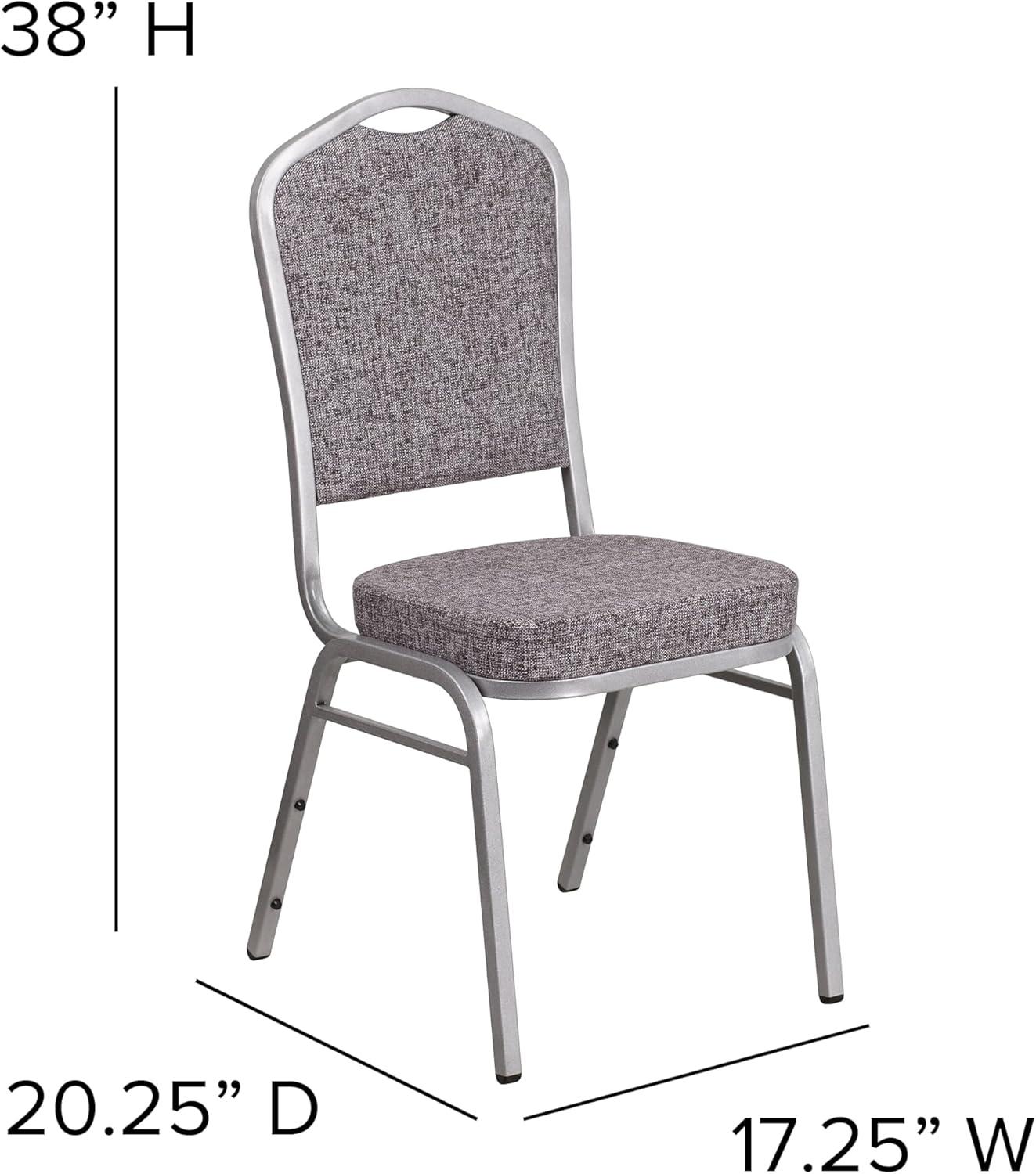 imageFlash Furniture 4 Pack HERCULES Series Crown Back Stacking Banquet Chair in Black Fabric Silver FrameHerringbone FabricSilver Frame