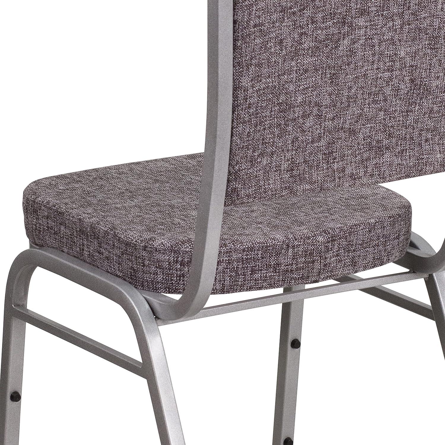imageFlash Furniture 4 Pack HERCULES Series Crown Back Stacking Banquet Chair in Black Fabric Silver FrameHerringbone FabricSilver Frame
