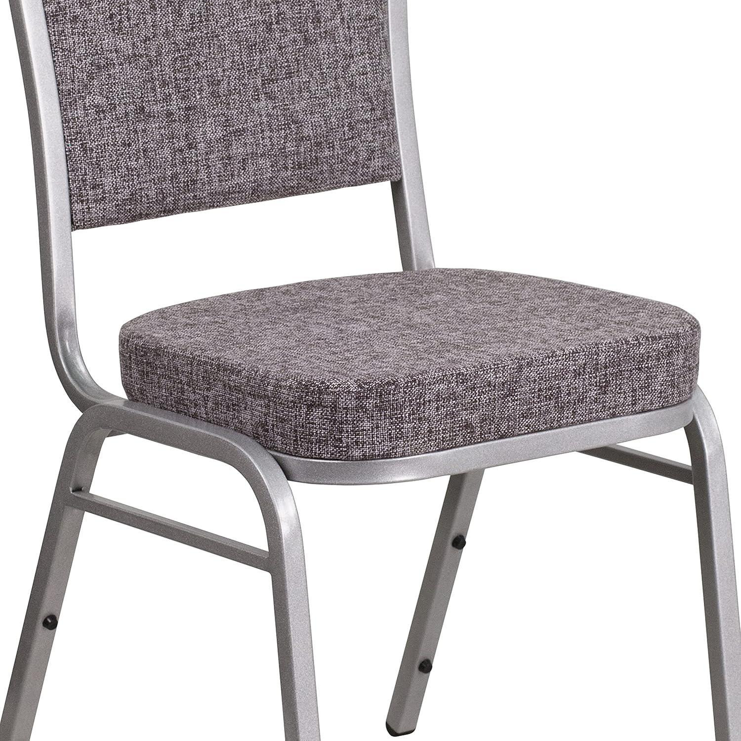 imageFlash Furniture 4 Pack HERCULES Series Crown Back Stacking Banquet Chair in Black Fabric Silver FrameHerringbone FabricSilver Frame