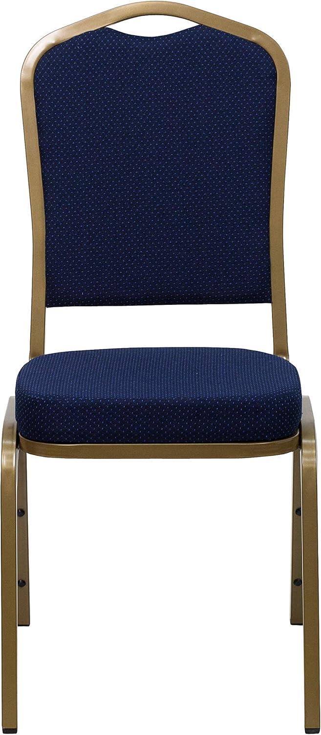 imageFlash Furniture 4 Pack HERCULES Series Crown Back Stacking Banquet Chair in Black Fabric Silver FrameNavy Blue Patterned FabricGold Frame