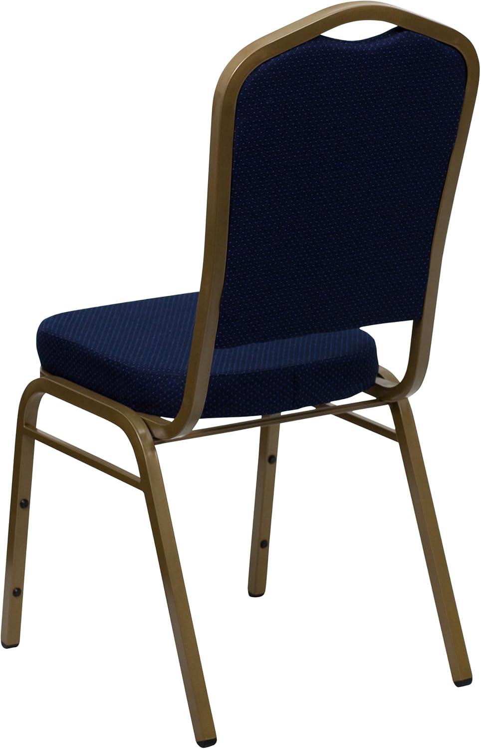 imageFlash Furniture 4 Pack HERCULES Series Crown Back Stacking Banquet Chair in Black Fabric Silver FrameNavy Blue Patterned FabricGold Frame