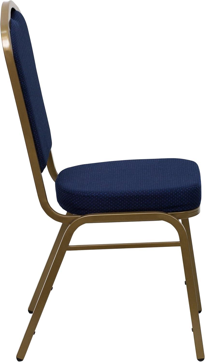 imageFlash Furniture 4 Pack HERCULES Series Crown Back Stacking Banquet Chair in Black Fabric Silver FrameNavy Blue Patterned FabricGold Frame