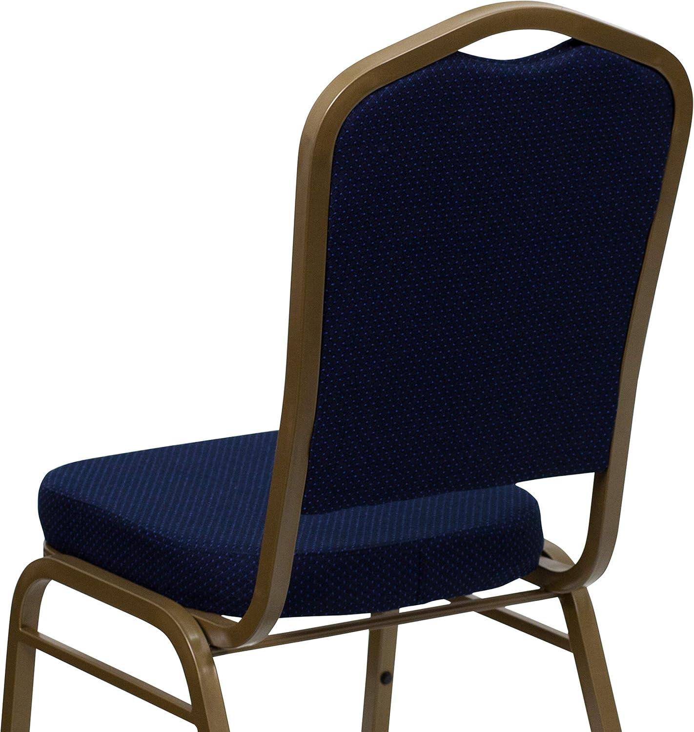 imageFlash Furniture 4 Pack HERCULES Series Crown Back Stacking Banquet Chair in Black Fabric Silver FrameNavy Blue Patterned FabricGold Frame