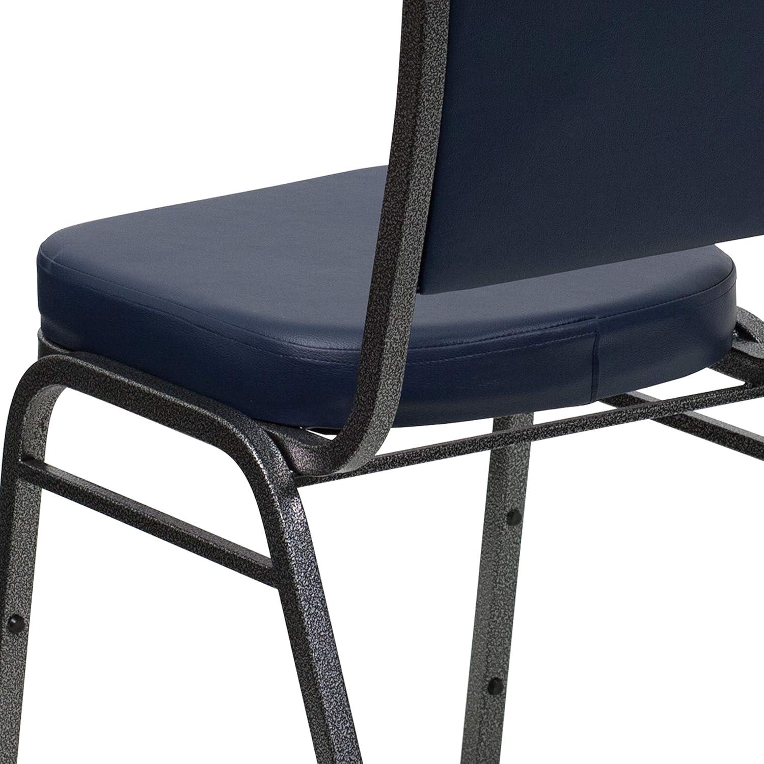 imageFlash Furniture 4 Pack HERCULES Series Crown Back Stacking Banquet Chair in Black Fabric Silver FrameNavy VinylSilver Vein Frame