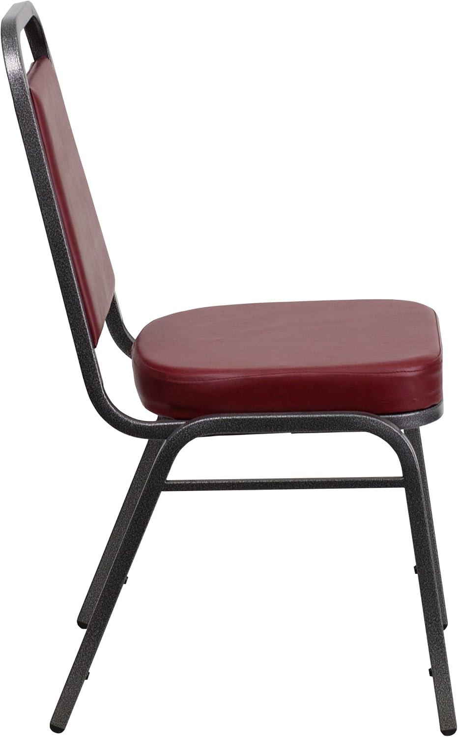 imageFlash Furniture 4 Pack HERCULES Series Trapezoidal Back Stacking Banquet Chair in Burgundy Patterned Fabric Gold FrameBurgundy VinylSilver Vein Frame