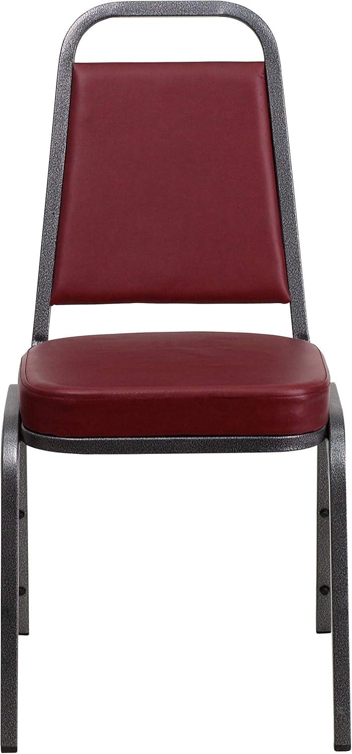 imageFlash Furniture 4 Pack HERCULES Series Trapezoidal Back Stacking Banquet Chair in Burgundy Patterned Fabric Gold FrameBurgundy VinylSilver Vein Frame