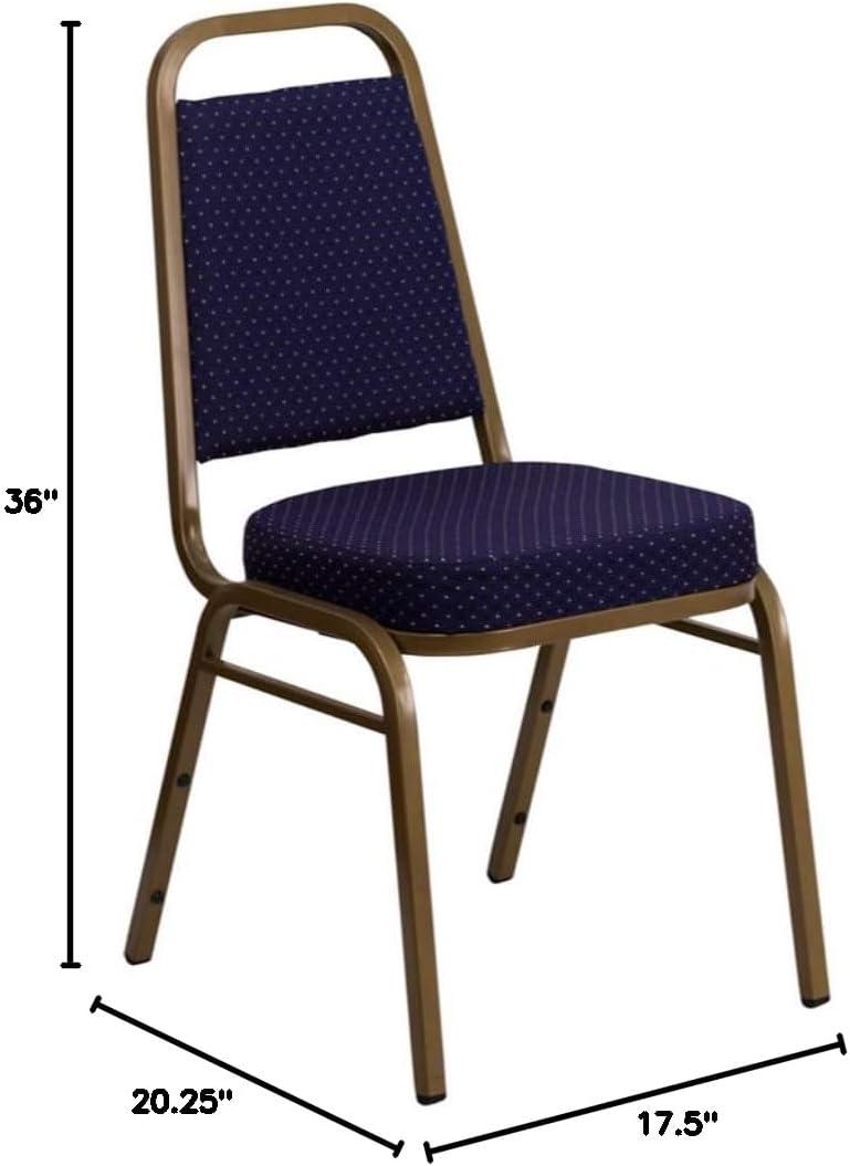 imageFlash Furniture 4 Pack HERCULES Series Trapezoidal Back Stacking Banquet Chair in Burgundy Patterned Fabric Gold FrameNavy Patterned FabricGold Frame