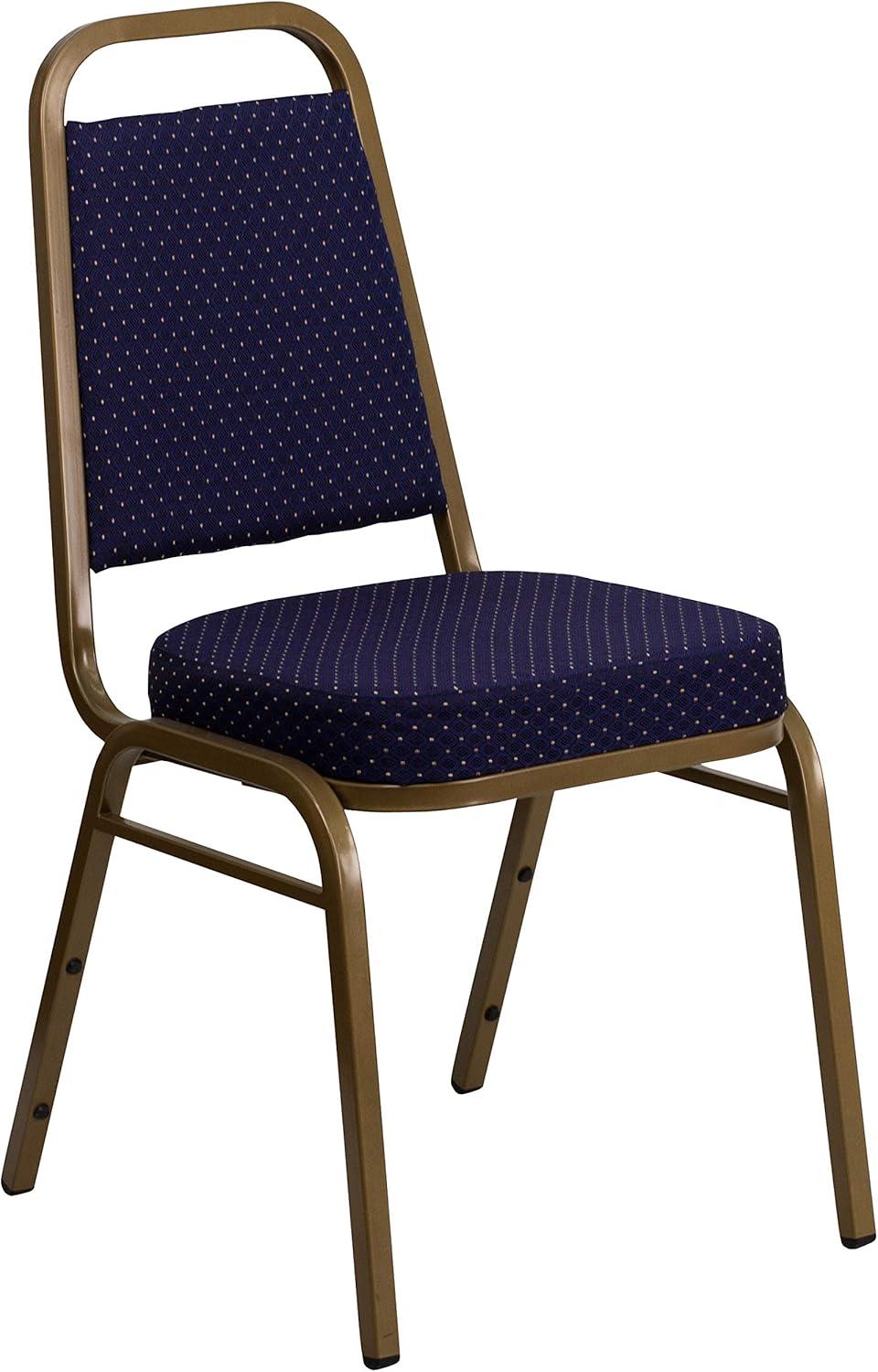 imageFlash Furniture 4 Pack HERCULES Series Trapezoidal Back Stacking Banquet Chair in Burgundy Patterned Fabric Gold FrameNavy Patterned FabricGold Frame