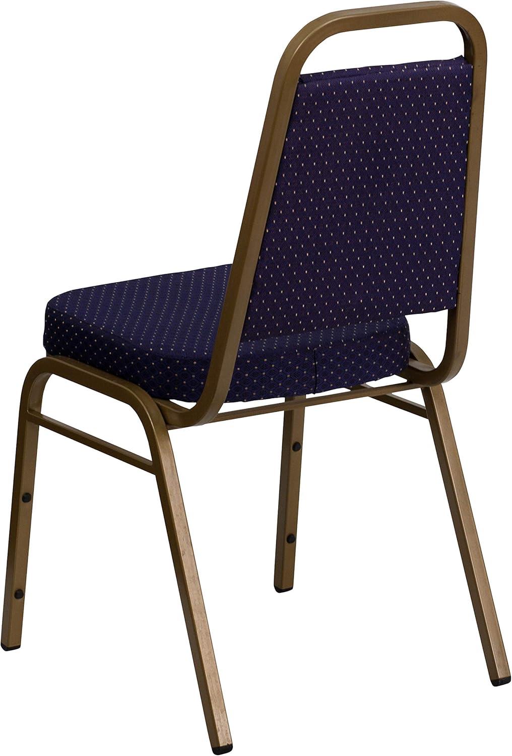 imageFlash Furniture 4 Pack HERCULES Series Trapezoidal Back Stacking Banquet Chair in Burgundy Patterned Fabric Gold FrameNavy Patterned FabricGold Frame