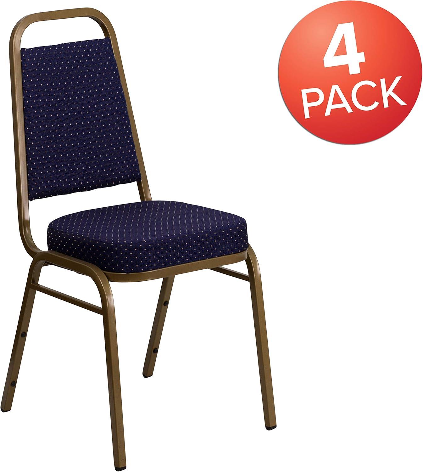 imageFlash Furniture 4 Pack HERCULES Series Trapezoidal Back Stacking Banquet Chair in Burgundy Patterned Fabric Gold FrameNavy Patterned FabricGold Frame