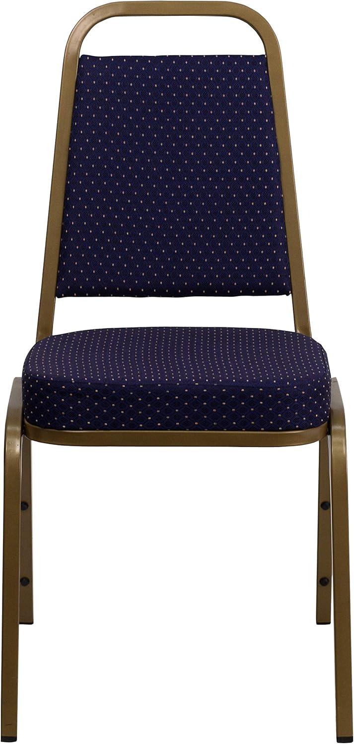 imageFlash Furniture 4 Pack HERCULES Series Trapezoidal Back Stacking Banquet Chair in Burgundy Patterned Fabric Gold FrameNavy Patterned FabricGold Frame