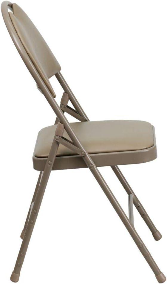 imageFlash Furniture 4 Pack HERCULES Series UltraPremium Triple Braced Burgundy Fabric Metal Folding Chair with EasyCarry HandleBeige VinylBeige Frame