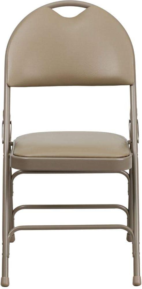 imageFlash Furniture 4 Pack HERCULES Series UltraPremium Triple Braced Burgundy Fabric Metal Folding Chair with EasyCarry HandleBeige VinylBeige Frame