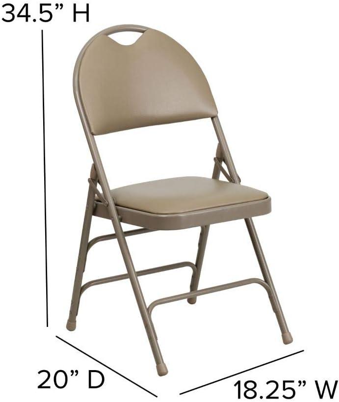 imageFlash Furniture 4 Pack HERCULES Series UltraPremium Triple Braced Burgundy Fabric Metal Folding Chair with EasyCarry HandleBeige VinylBeige Frame
