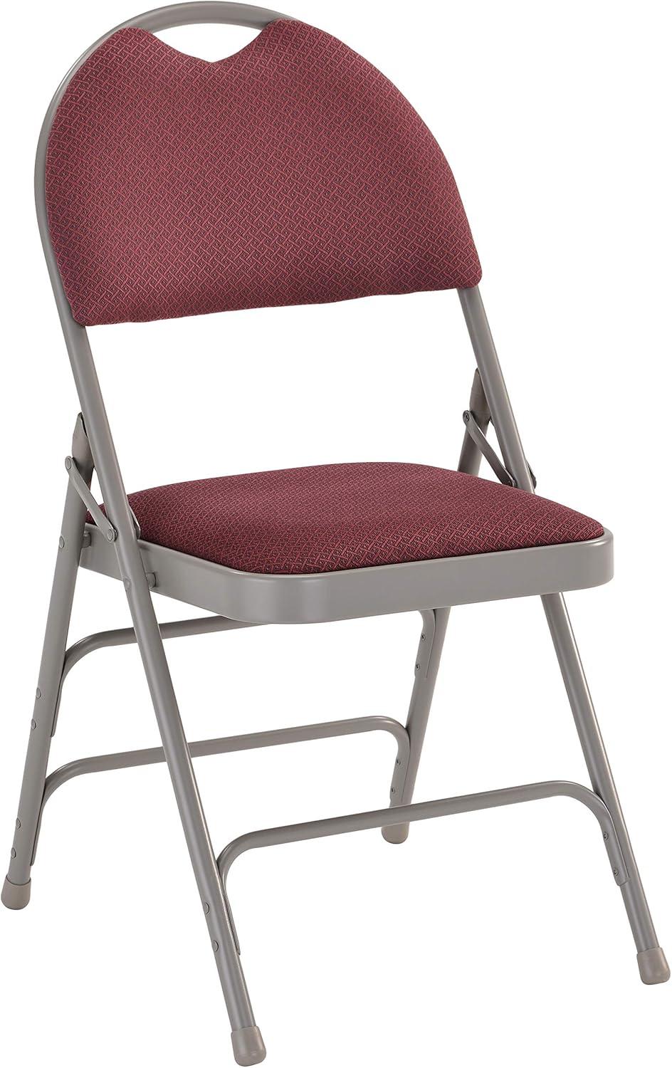 imageFlash Furniture 4 Pack HERCULES Series UltraPremium Triple Braced Burgundy Fabric Metal Folding Chair with EasyCarry HandleBurgundy FabricGray Frame