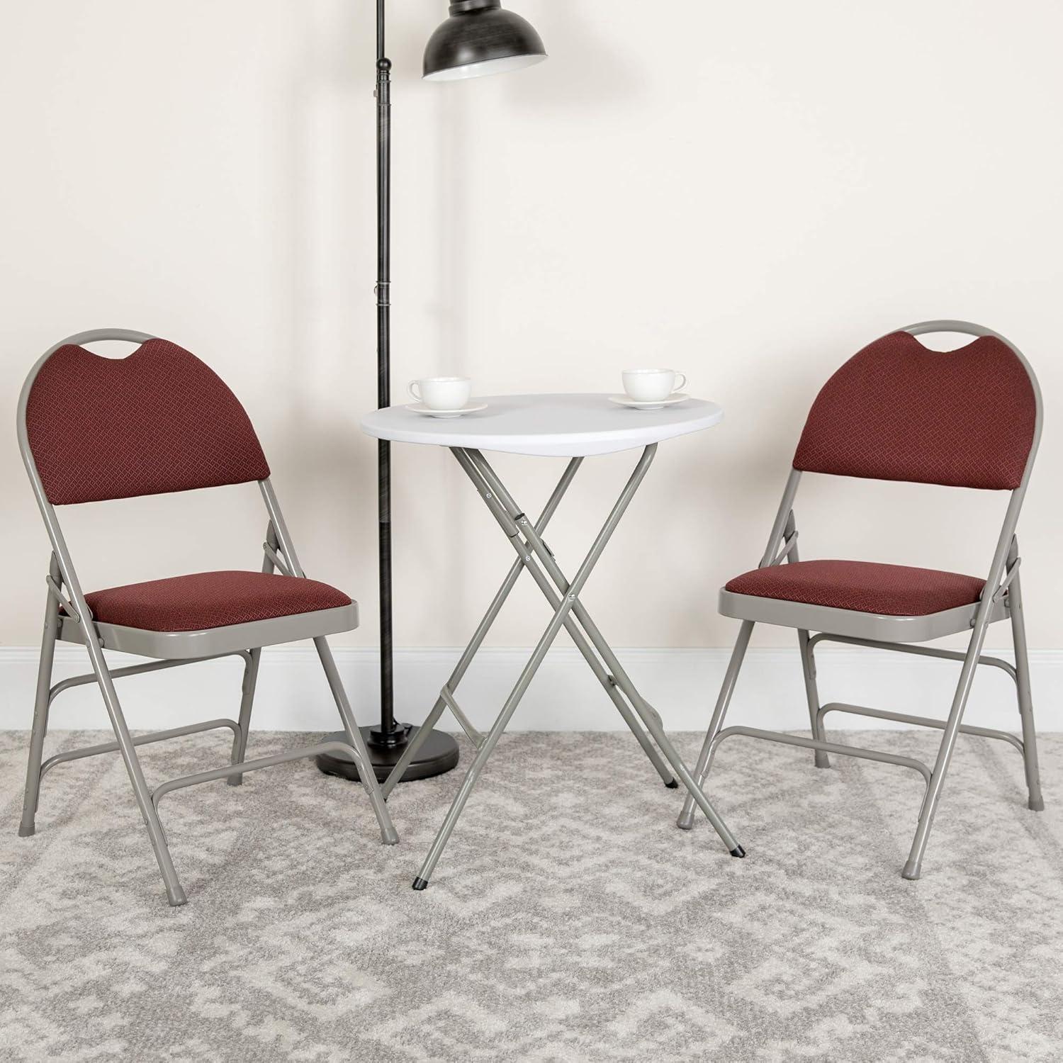 imageFlash Furniture 4 Pack HERCULES Series UltraPremium Triple Braced Burgundy Fabric Metal Folding Chair with EasyCarry HandleBurgundy FabricGray Frame