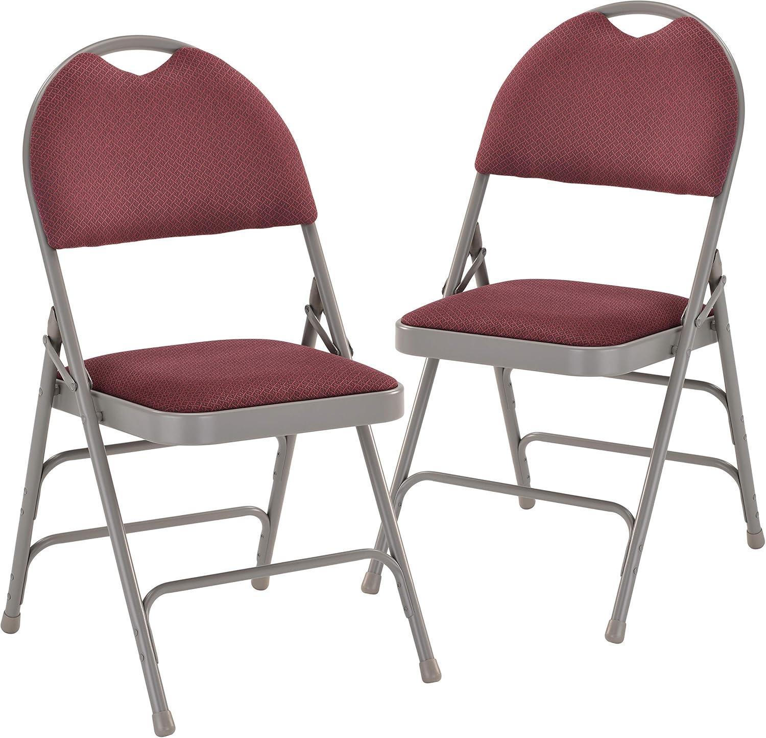 imageFlash Furniture 4 Pack HERCULES Series UltraPremium Triple Braced Burgundy Fabric Metal Folding Chair with EasyCarry HandleBurgundy FabricGray Frame