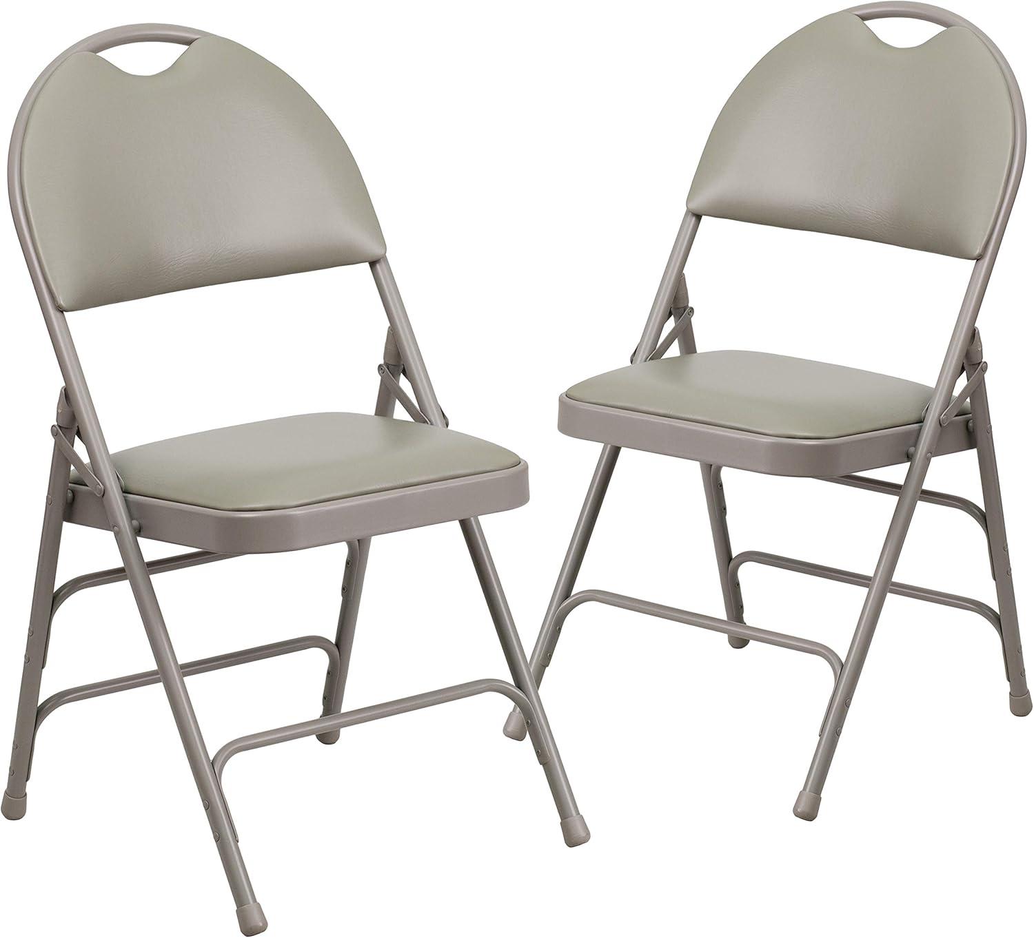 imageFlash Furniture 4 Pack HERCULES Series UltraPremium Triple Braced Burgundy Fabric Metal Folding Chair with EasyCarry HandleGray VinylGray Frame