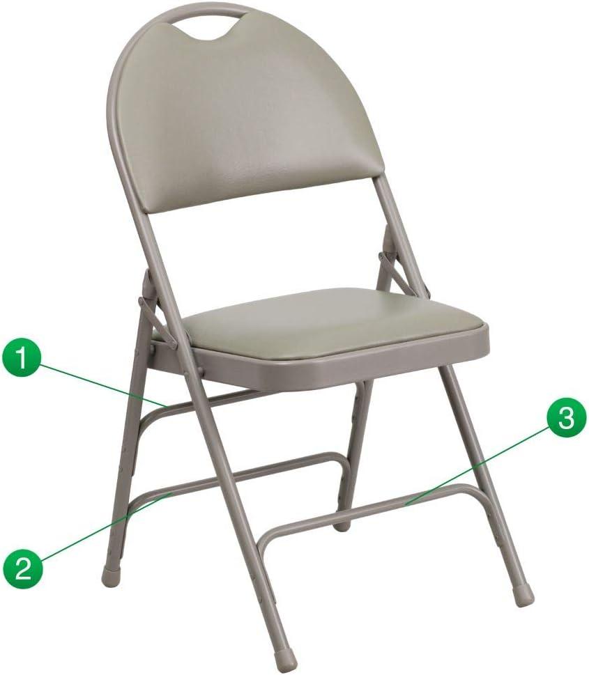 imageFlash Furniture 4 Pack HERCULES Series UltraPremium Triple Braced Burgundy Fabric Metal Folding Chair with EasyCarry HandleGray VinylGray Frame