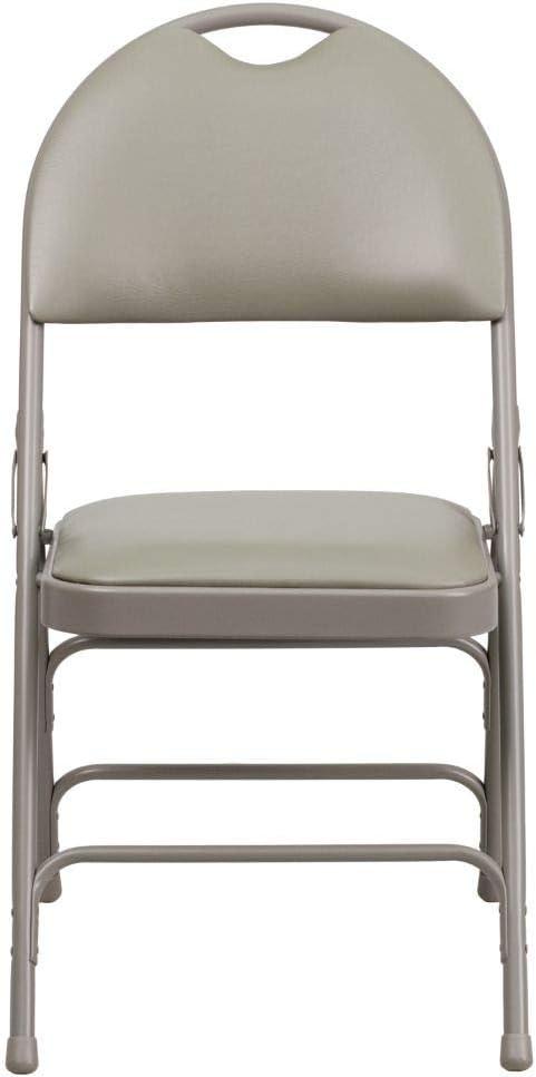 imageFlash Furniture 4 Pack HERCULES Series UltraPremium Triple Braced Burgundy Fabric Metal Folding Chair with EasyCarry HandleGray VinylGray Frame