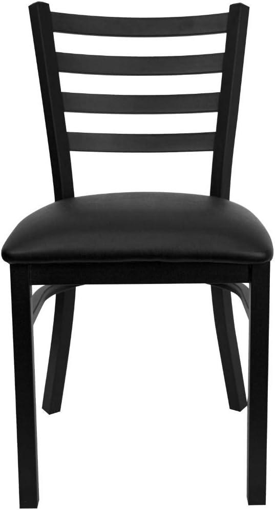 imageFlash Furniture 4 Pk HERCULES Series Black Ladder Back Metal Restaurant Chair Black Vinyl SeatChair