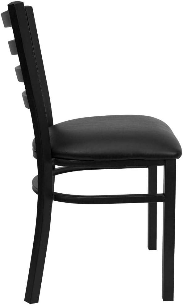 imageFlash Furniture 4 Pk HERCULES Series Black Ladder Back Metal Restaurant Chair Black Vinyl SeatChair