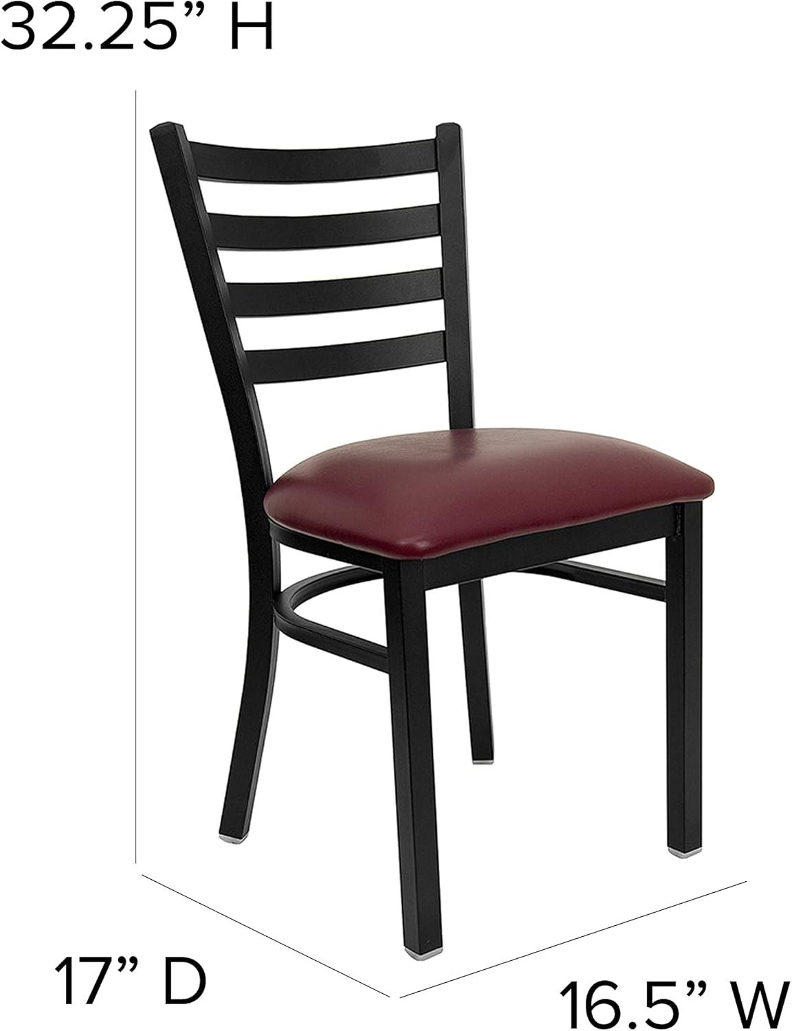 imageFlash Furniture 4 Pk HERCULES Series Black Ladder Back Metal Restaurant Chair Burgundy Vinyl SeatRed